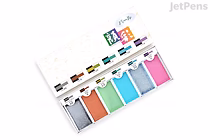 Boku-Undo Gansai Pearl 6-color watercolor set: white plastic palette with six pearlescent pans (metallic gray, copper, green, teal, blue, pink) and a hinged clear lid with color labels.