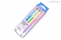 Packaged Writech Dual Color multi-pen set (0.5 mm) — four pastel dual-tip pens in mint, yellow, pink, and lilac in blister card packaging.